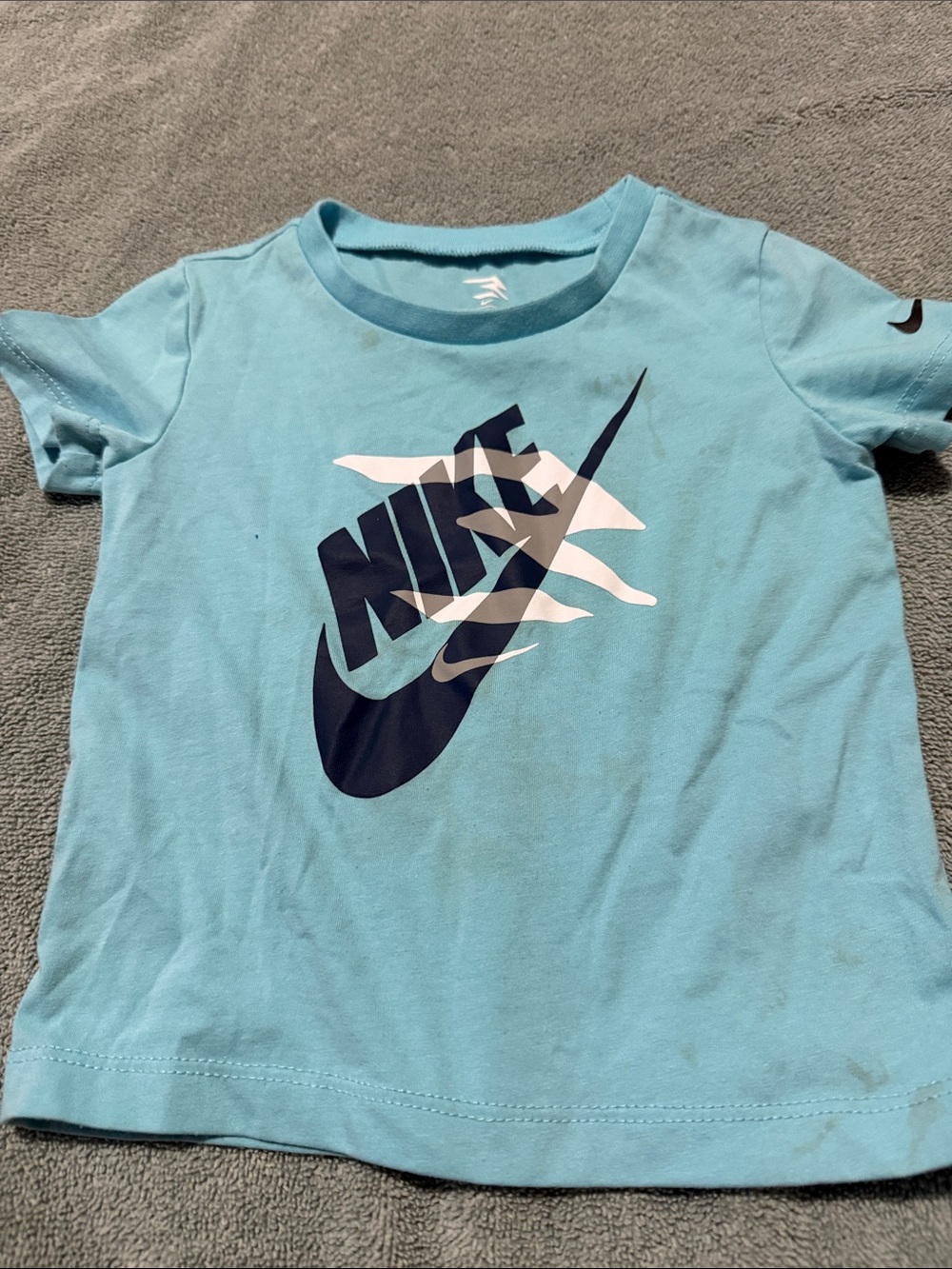 Nike Kids Sky Blue Tee with Navy & White Logo